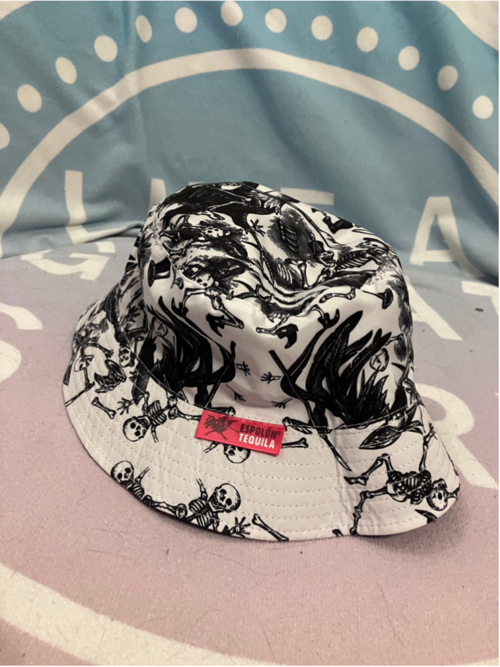 Rare Espolón Tequila Dia De Los Muertos Reversible Skeleton Bucket Hat